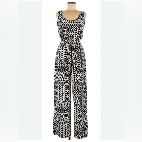 CALVIN KLEIN Black & White Sleeveless JumpSuit | Size 8 | MSRP $129 💋 NWOT - Picture 7 of 11